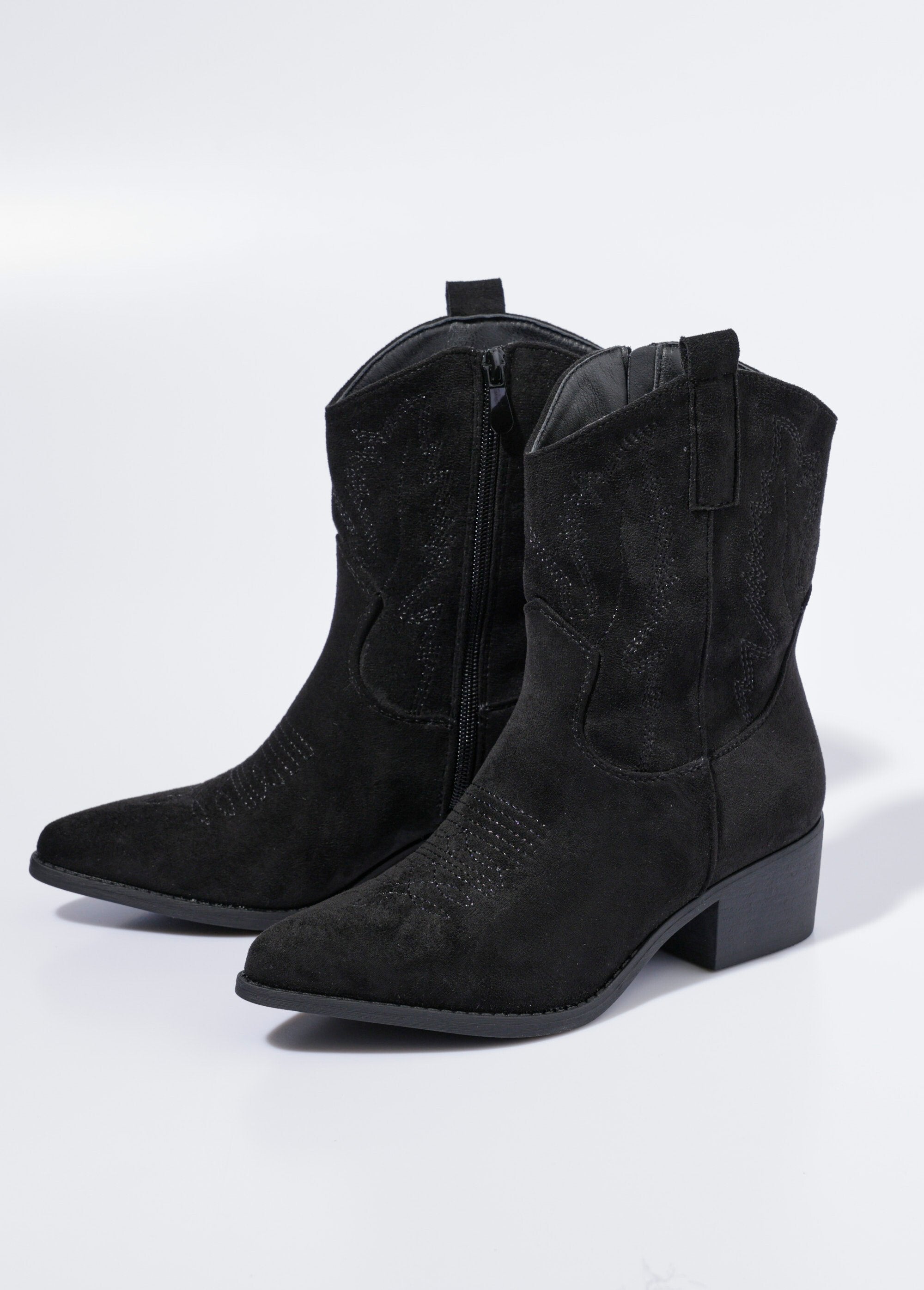 Suede_ankle_boots_with_heels,_western_style_Black_DE1_slim