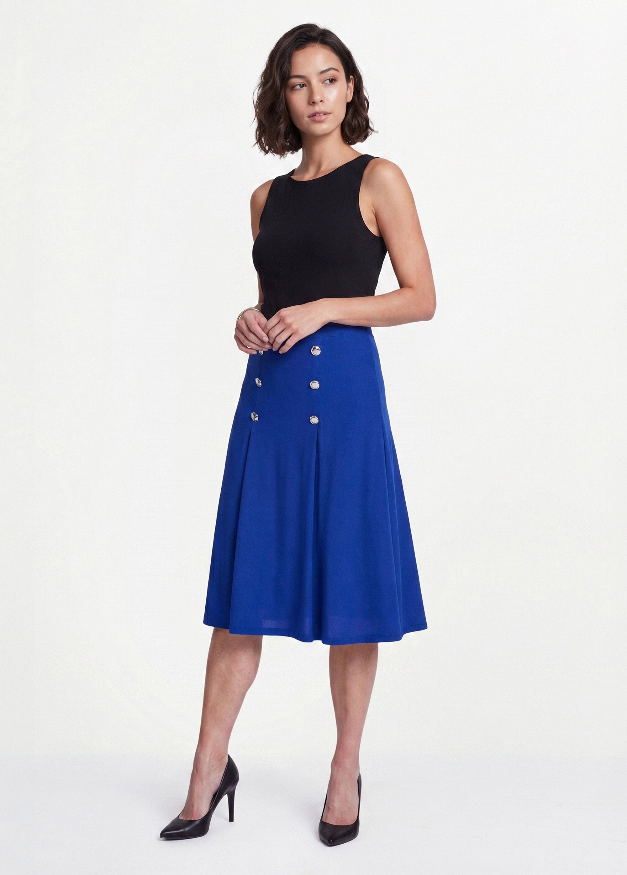 Mid-length_plain_knit_flared_skirt_with_bridge_Blue_SF1_slim