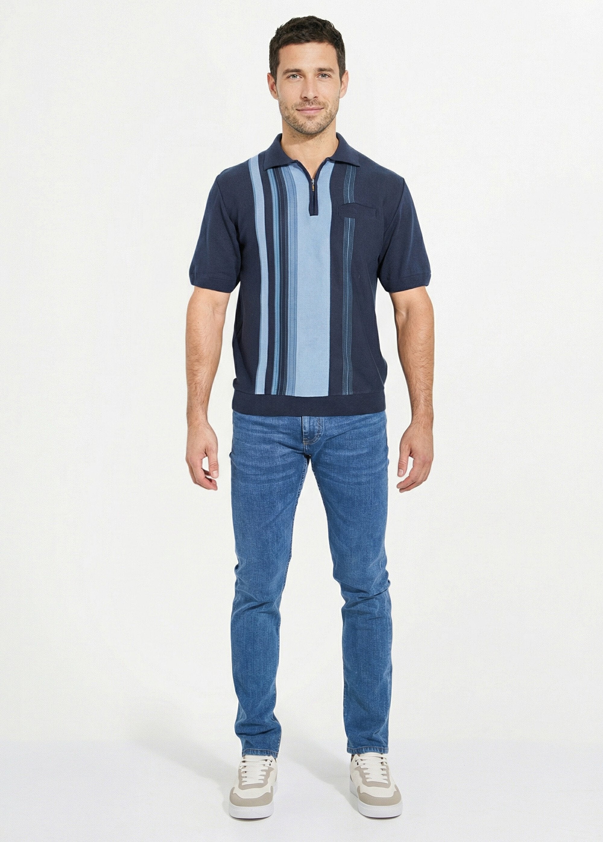 Short-sleeved_zipped_polo_shirt_with_jacquard_stripes_Marine_SF1_slim