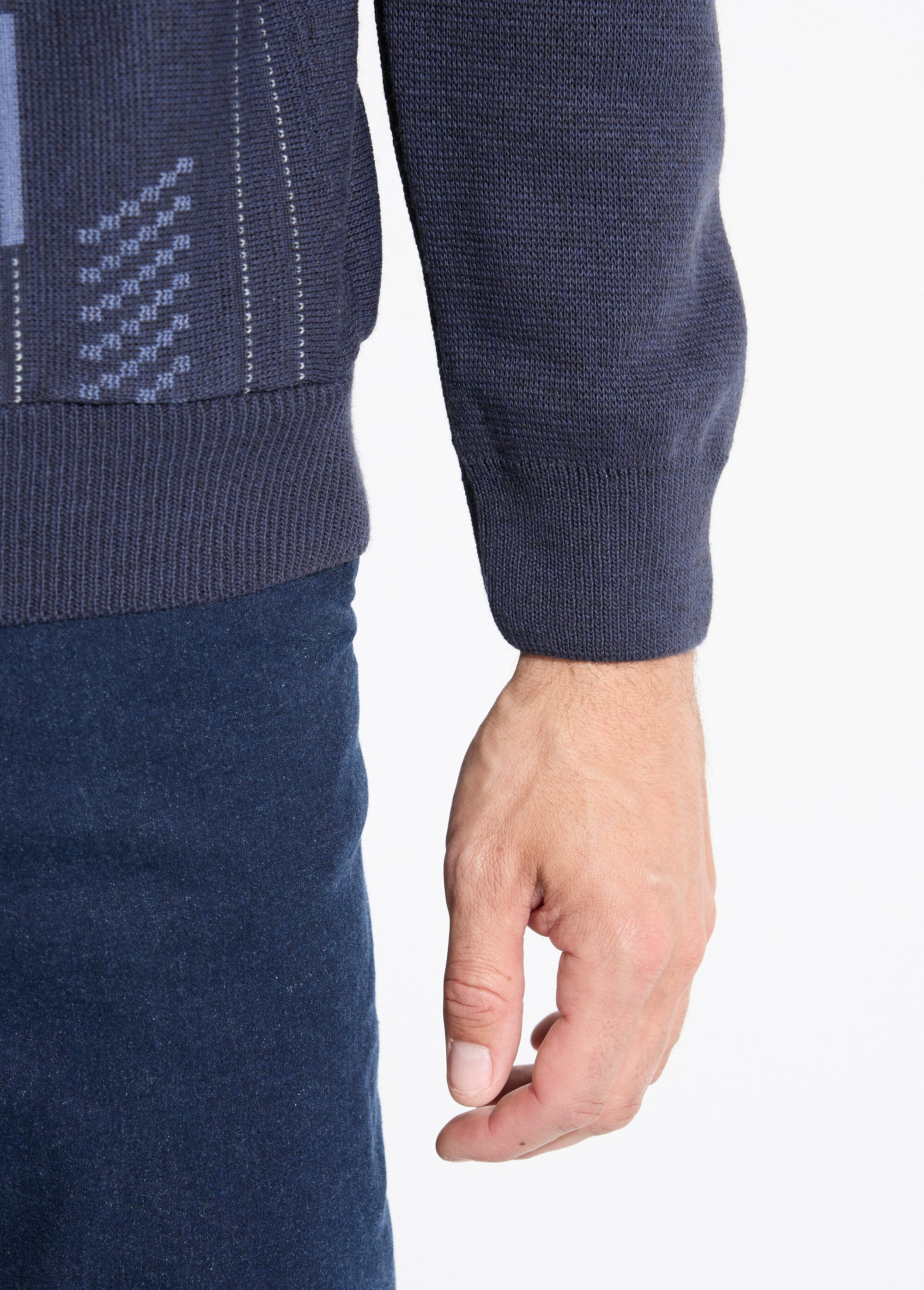 Long-sleeved_wool_jacquard_button-up_polo_neck_sweater_Marine_DE2_slim