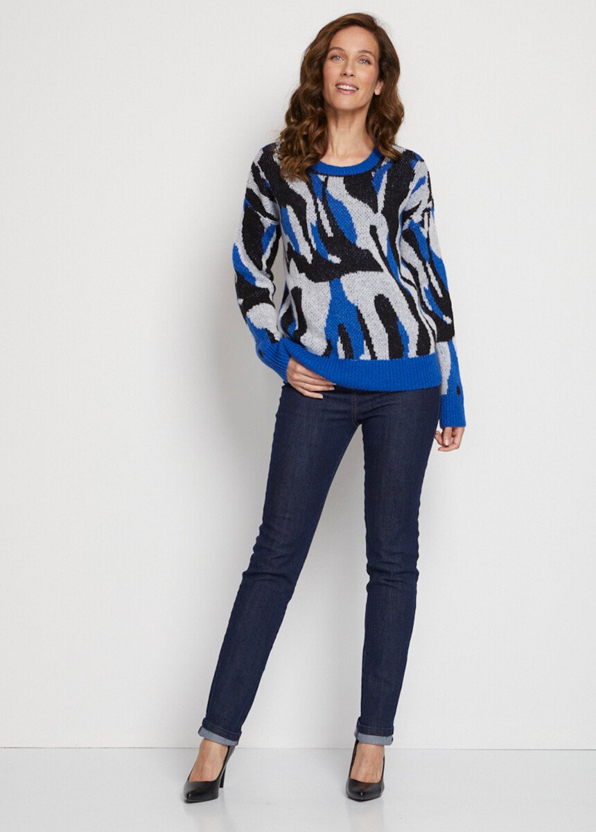 Pull_doux_jacquard_maille_poilue_Bleu_et_noir_SF1_slim
