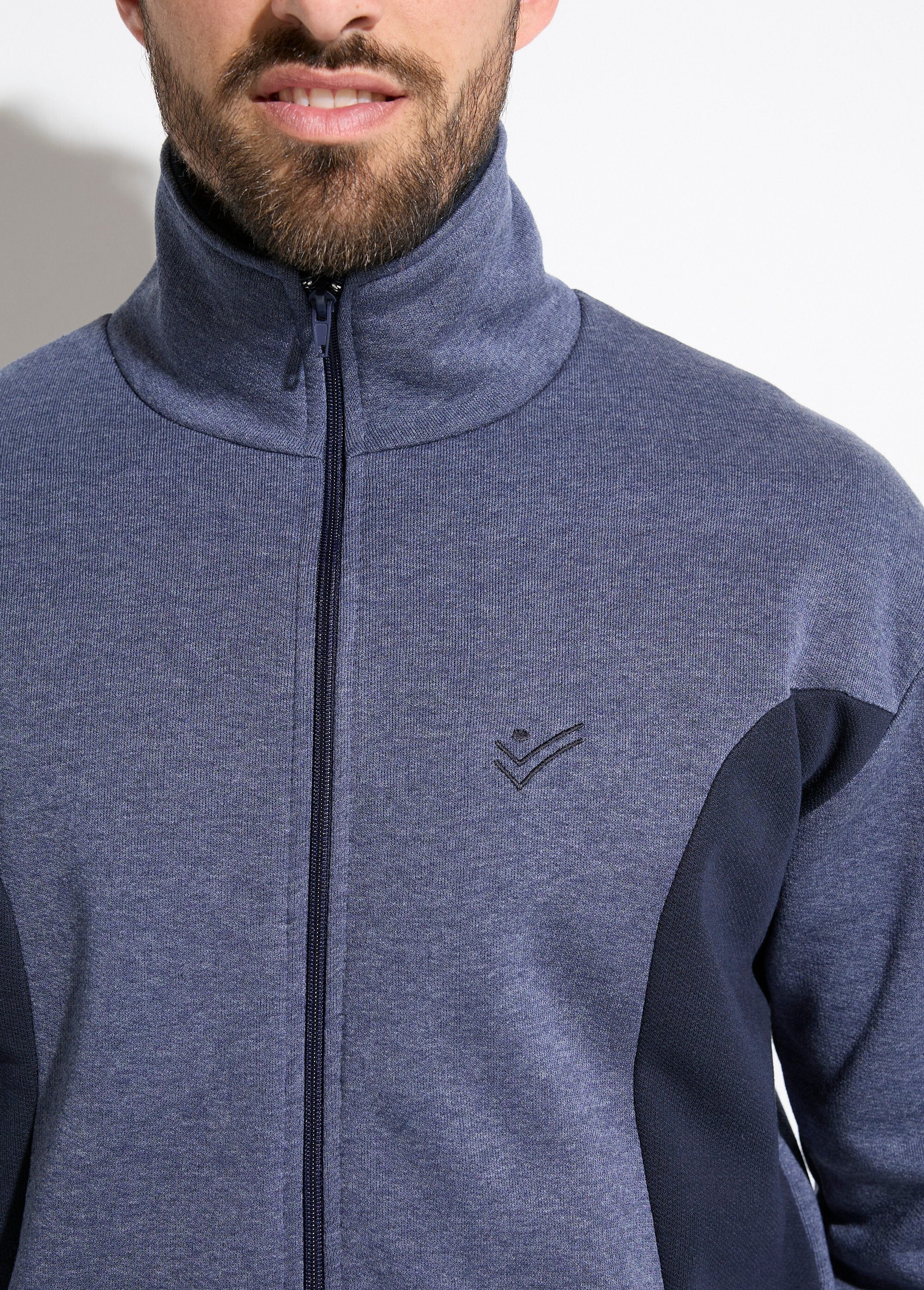 Two-tone_cotton_fleece_zip-up_lounge_jacket_Grey_and_navy_blue_DE1_slim