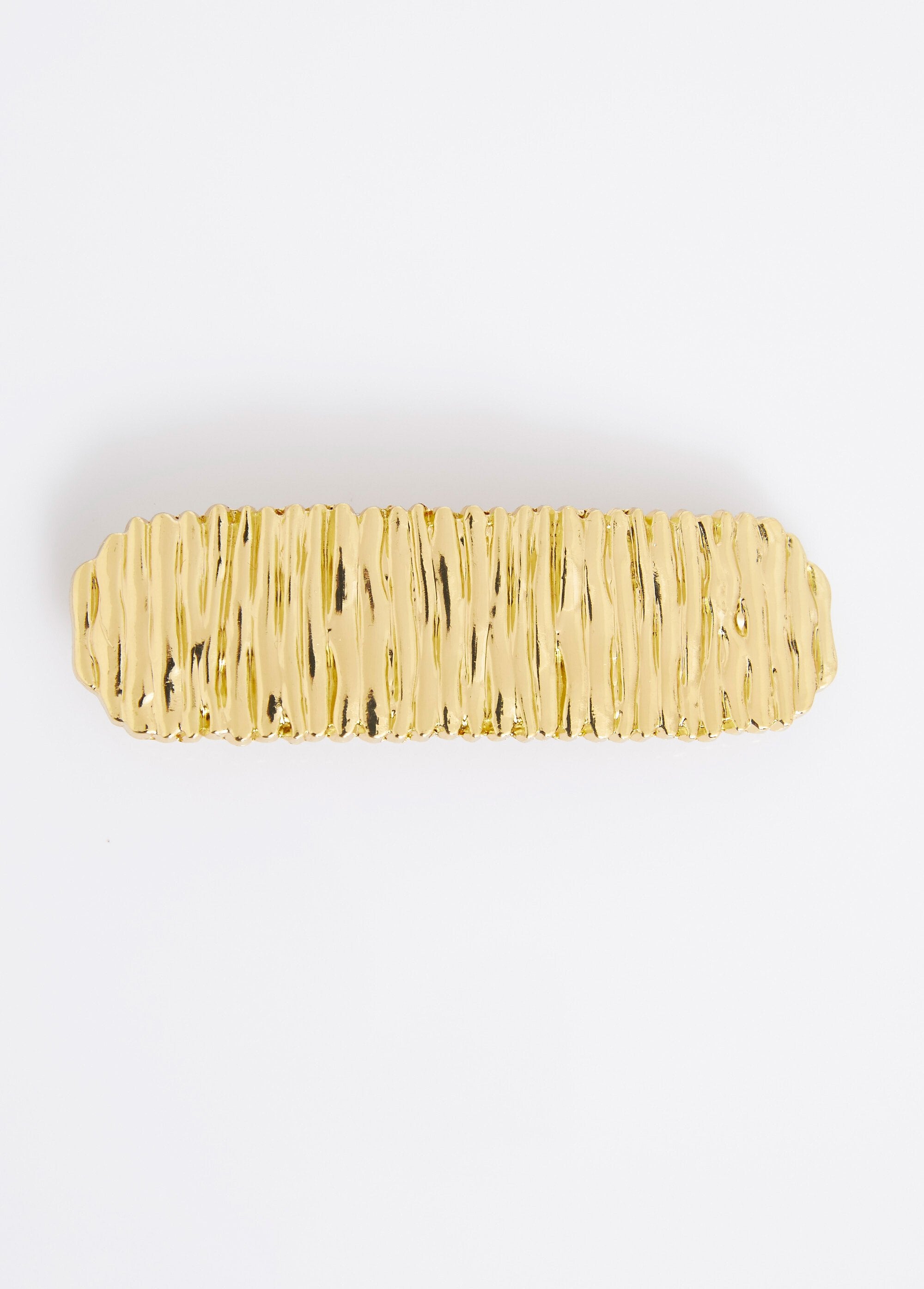 Barrette_acier_inoxydable_motif_plissé_Dore_FA1_slim