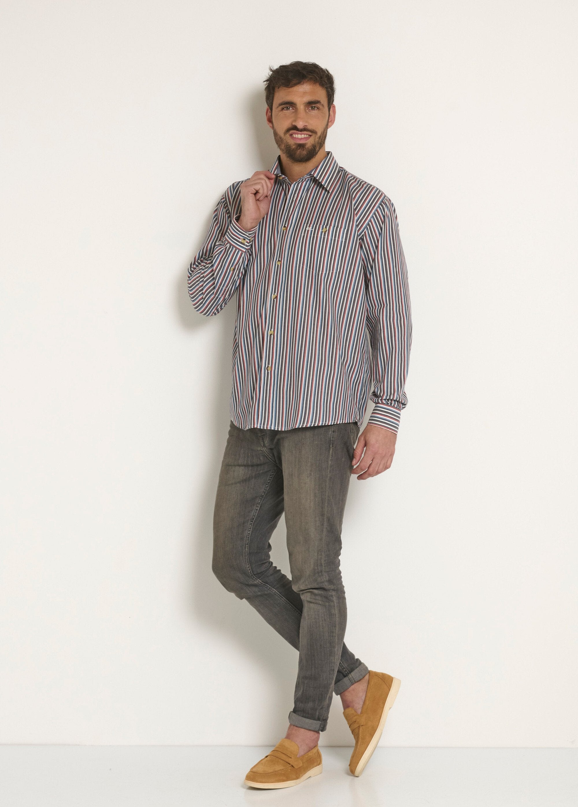 Easy_care_striped_shirt_Blue_SF1_slim