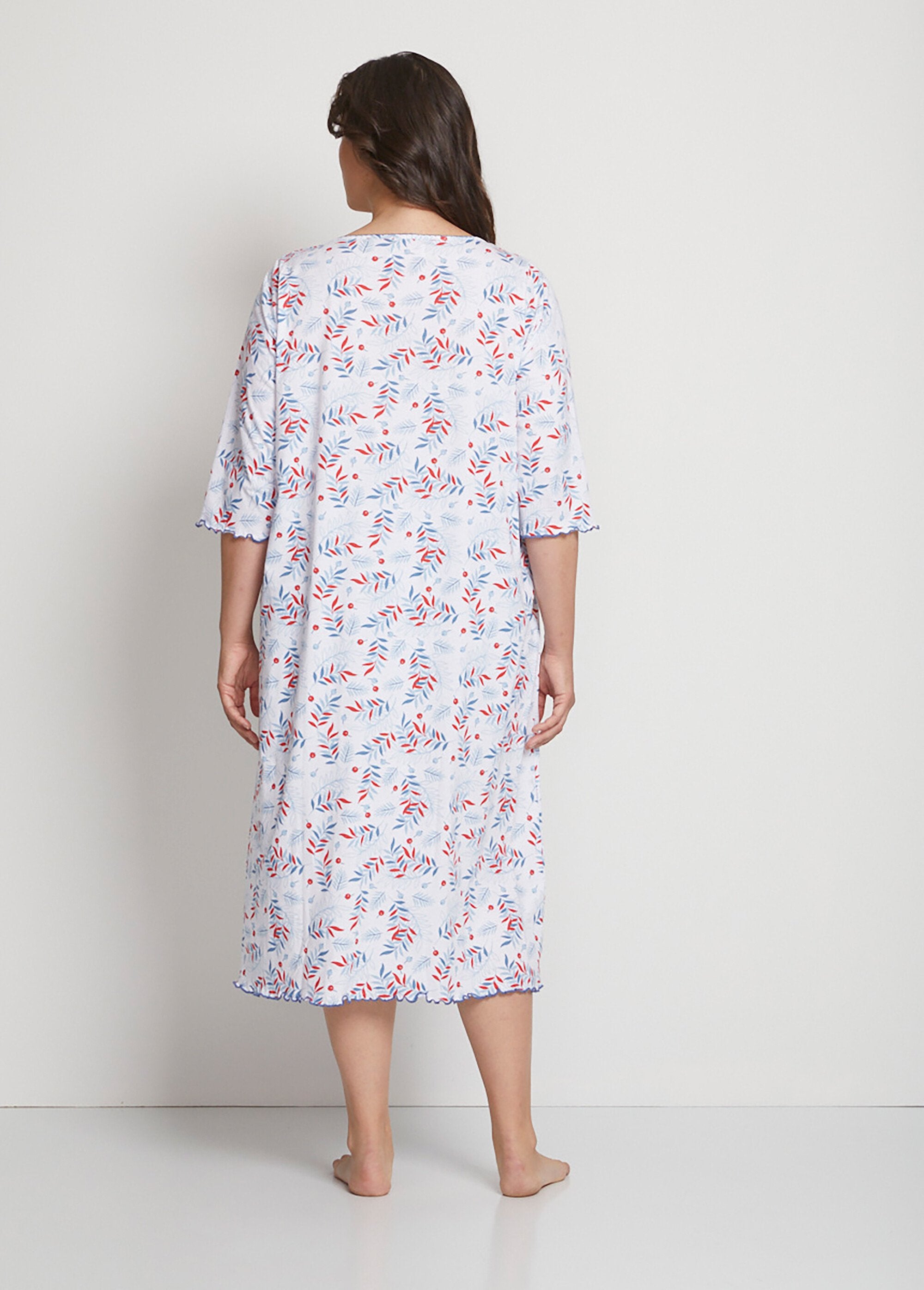 Long_3/4_sleeve_printed_cotton_nightgown_White_background_DO1_curvy