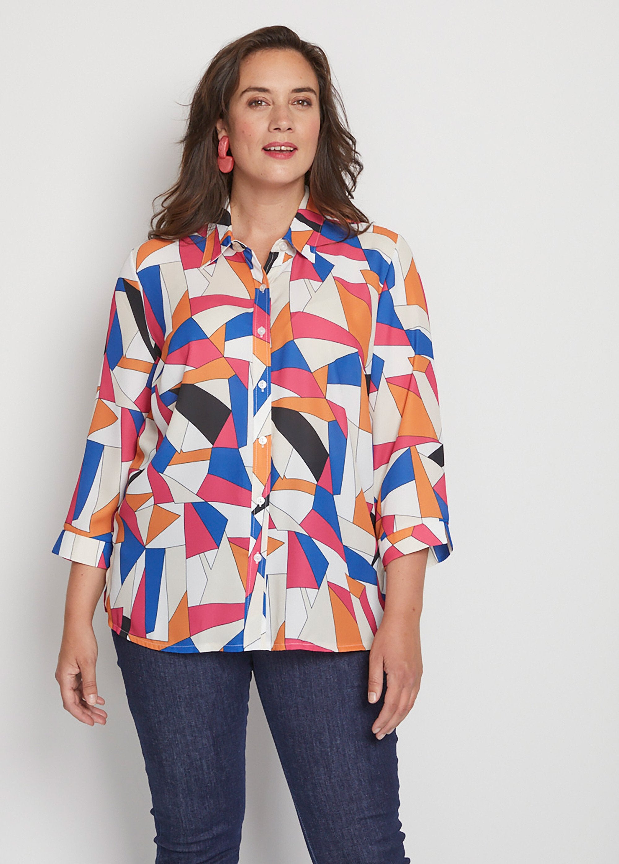 Graphic_print_blouse_with_3/4_sleeves_Blue_print_FA1_curvy