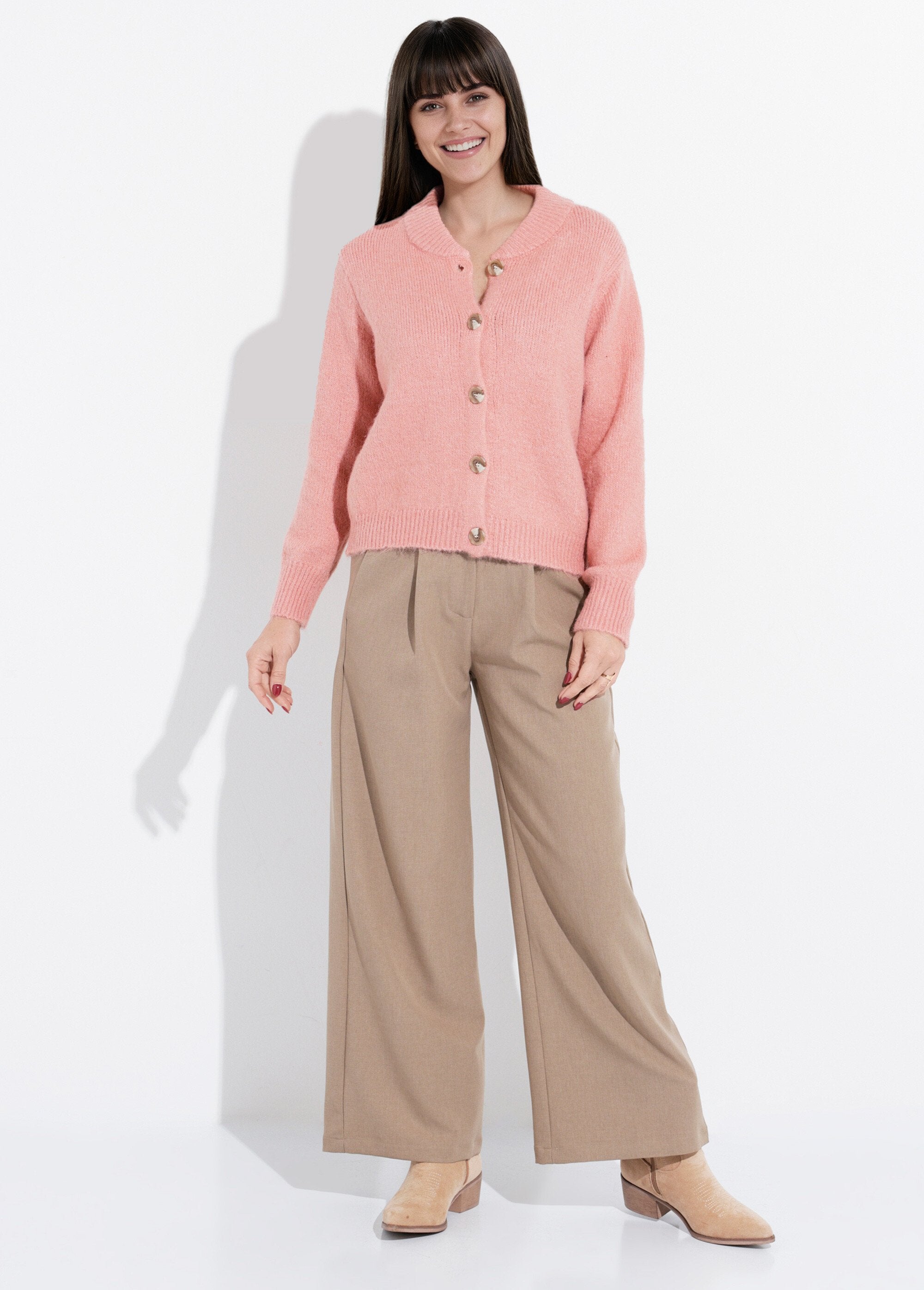 Gilet_en_maille_col_rond_fantaisie_Rose_SF1_slim