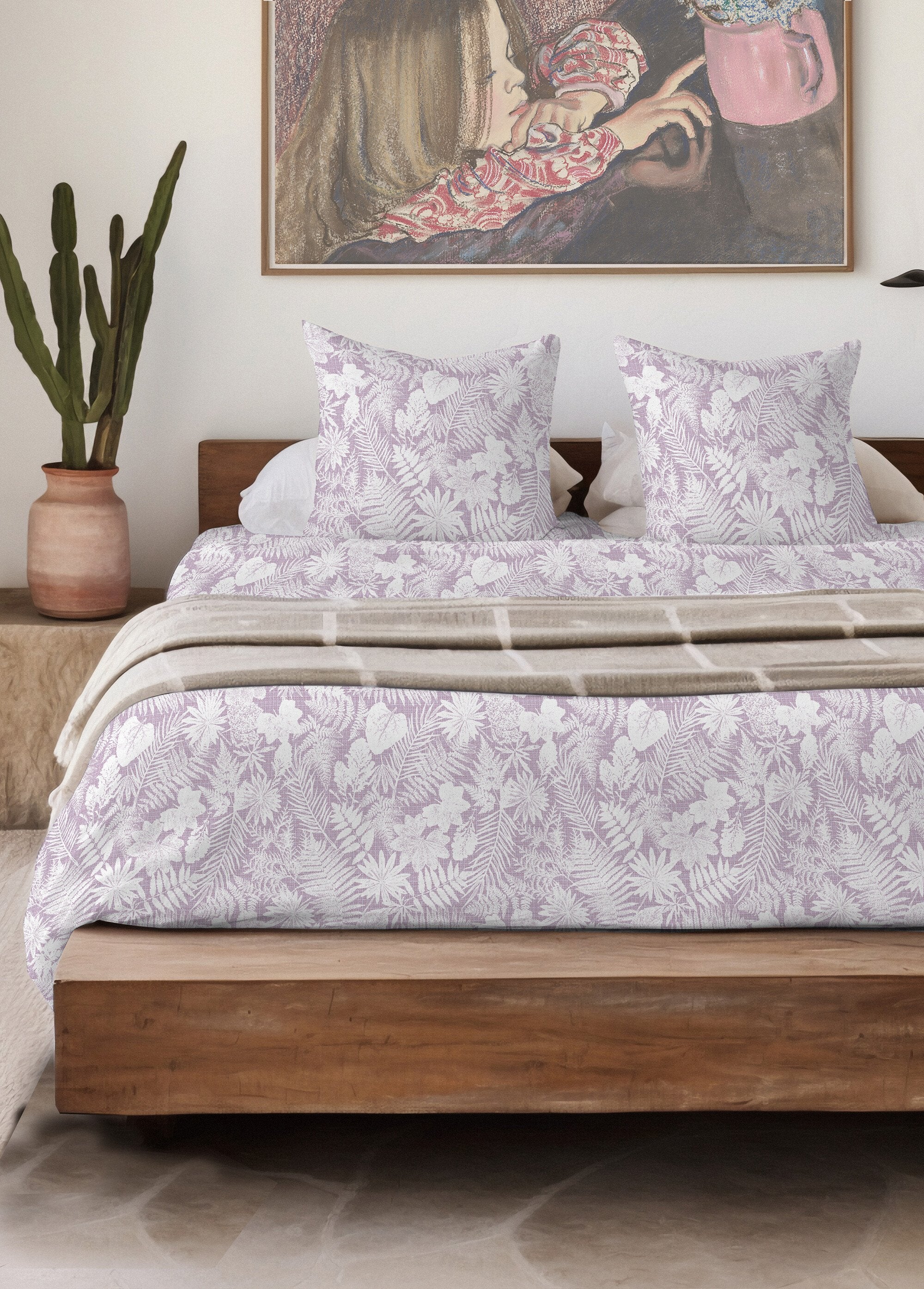 Housse_de_couette_flanelle_coton_imprimé_végétal_Rose_SF1_slim