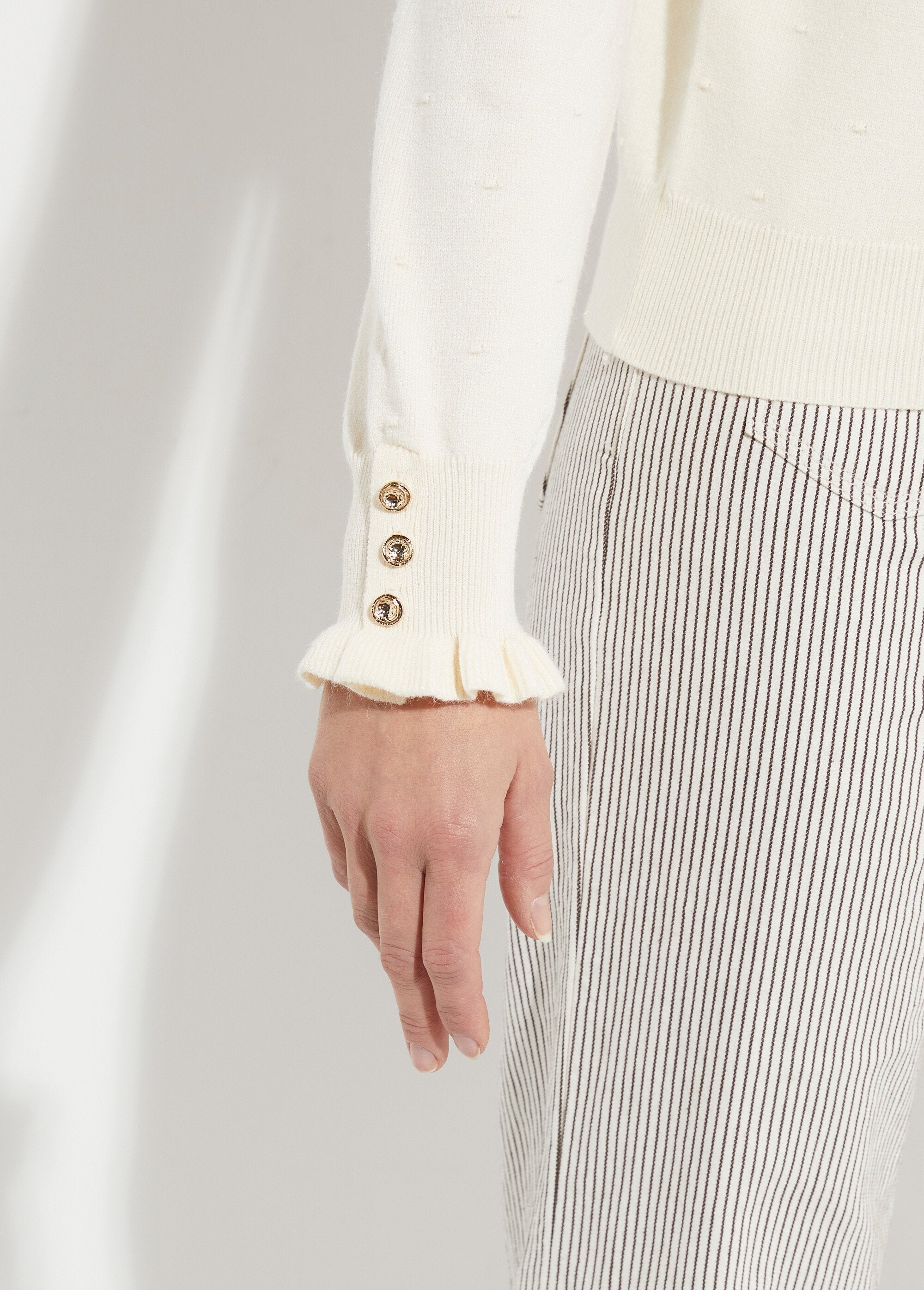 Pull_col_montant_plissé_maille_plumetis_Beige_DE2_slim