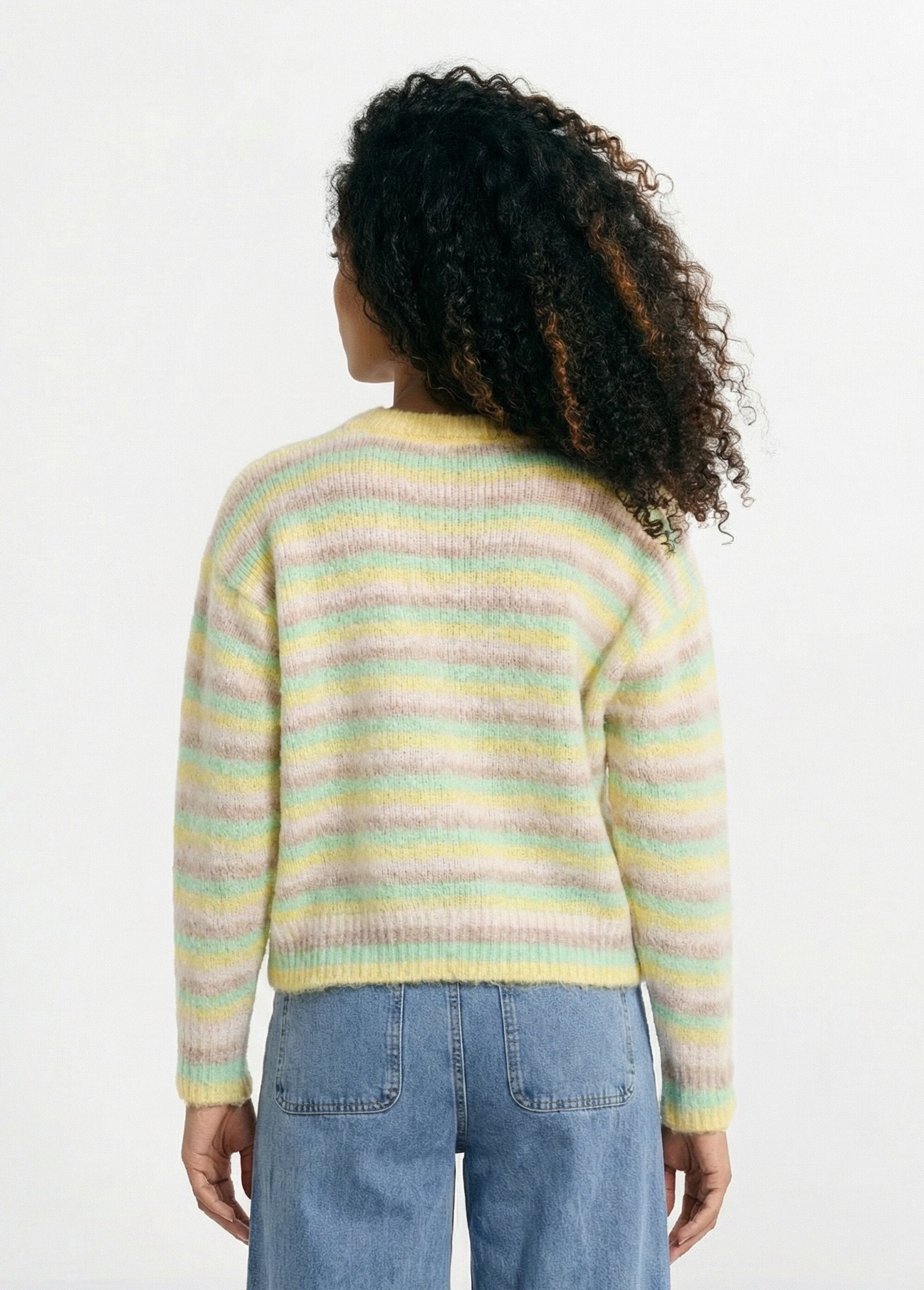 Pull_duveteux_col_rond,_rayures_pastel_Jaune_et_vert_DO1_slim