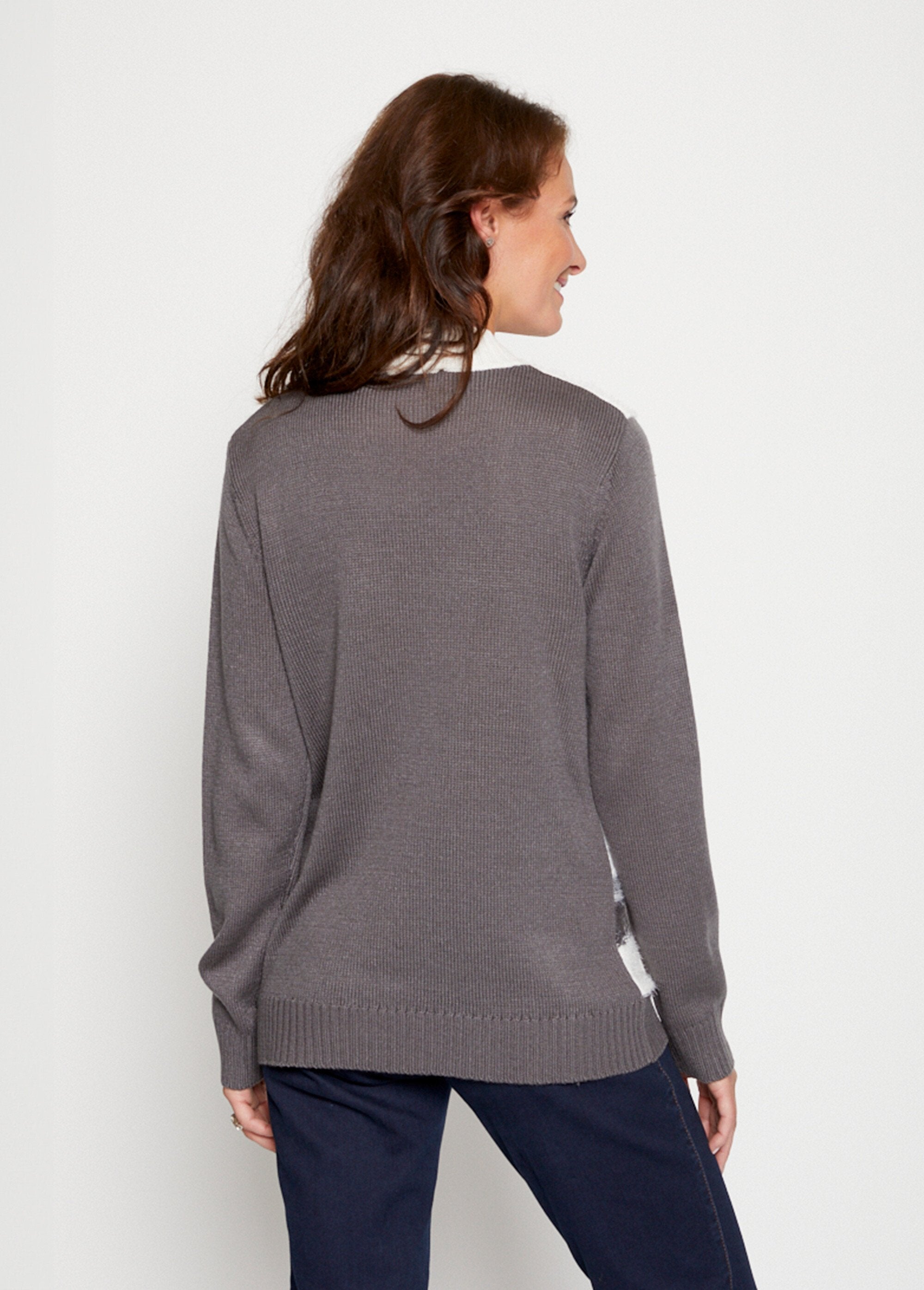 Pull_maille_poilue_manches_longues_Ecru_et_gris_DO1_slim