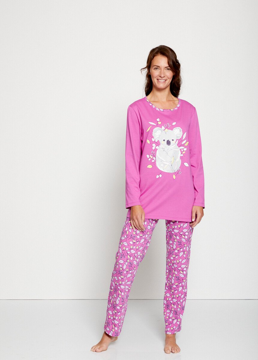 Koala_pattern_printed_cotton_pajamas_Pink_FA1_slim