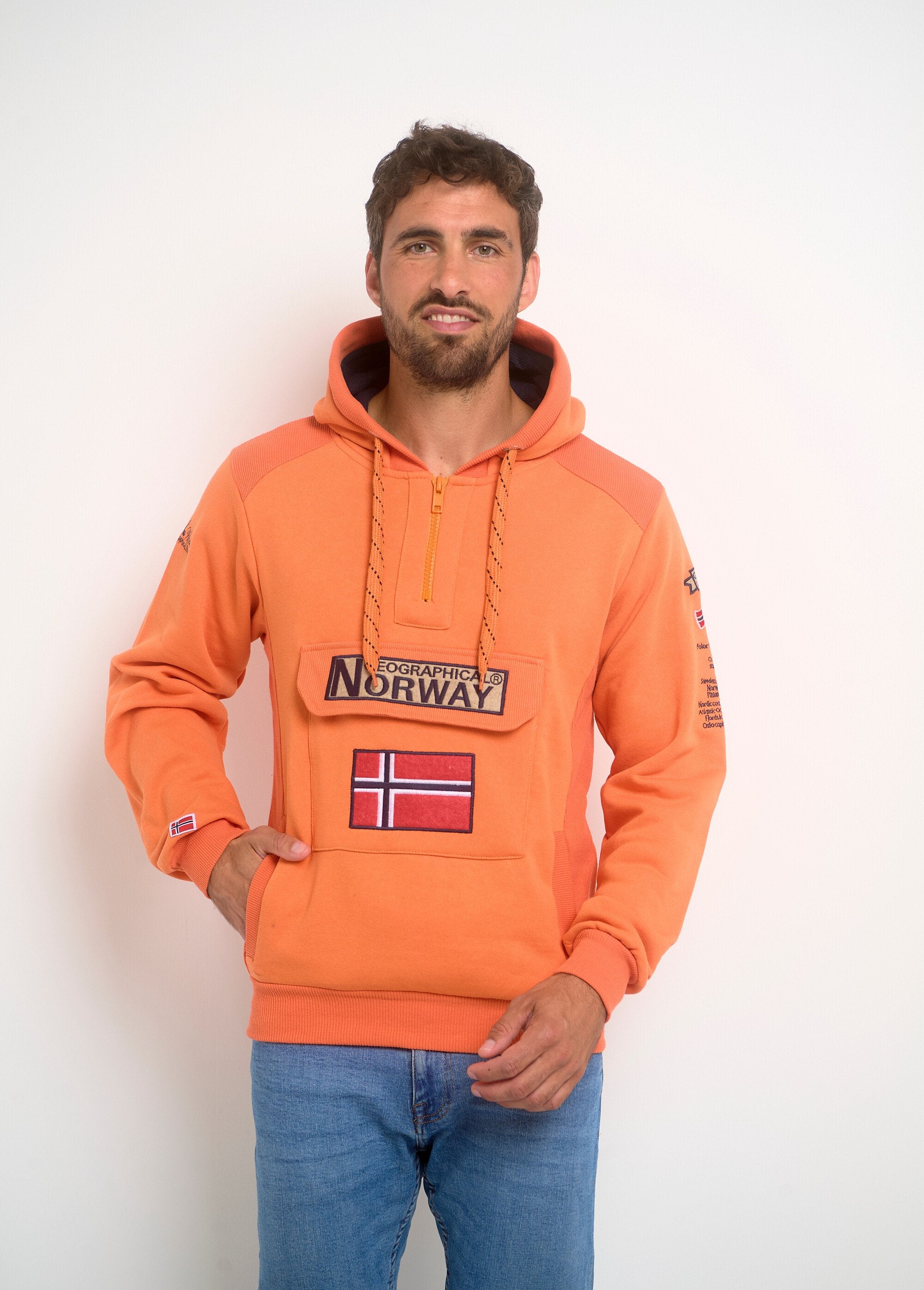 Long_sleeve_half_zip_hoodie_Neon_orange_FA1_slim