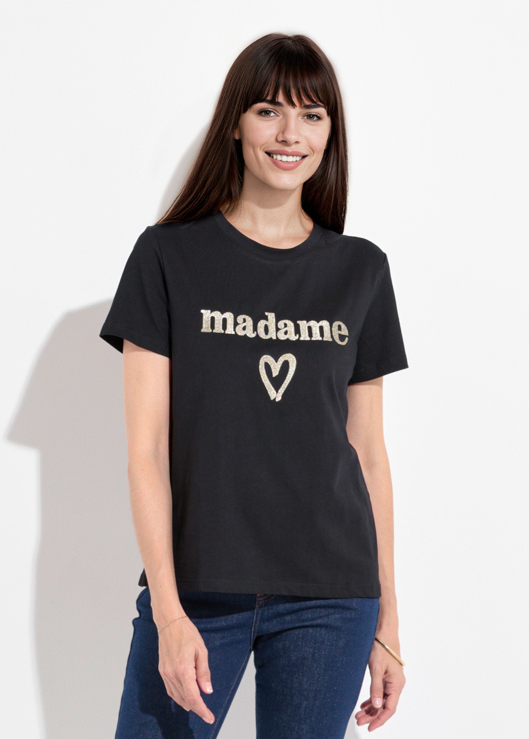 Madame_metallic_embroidery_round_neck_T-shirt_Black_FA1_slim