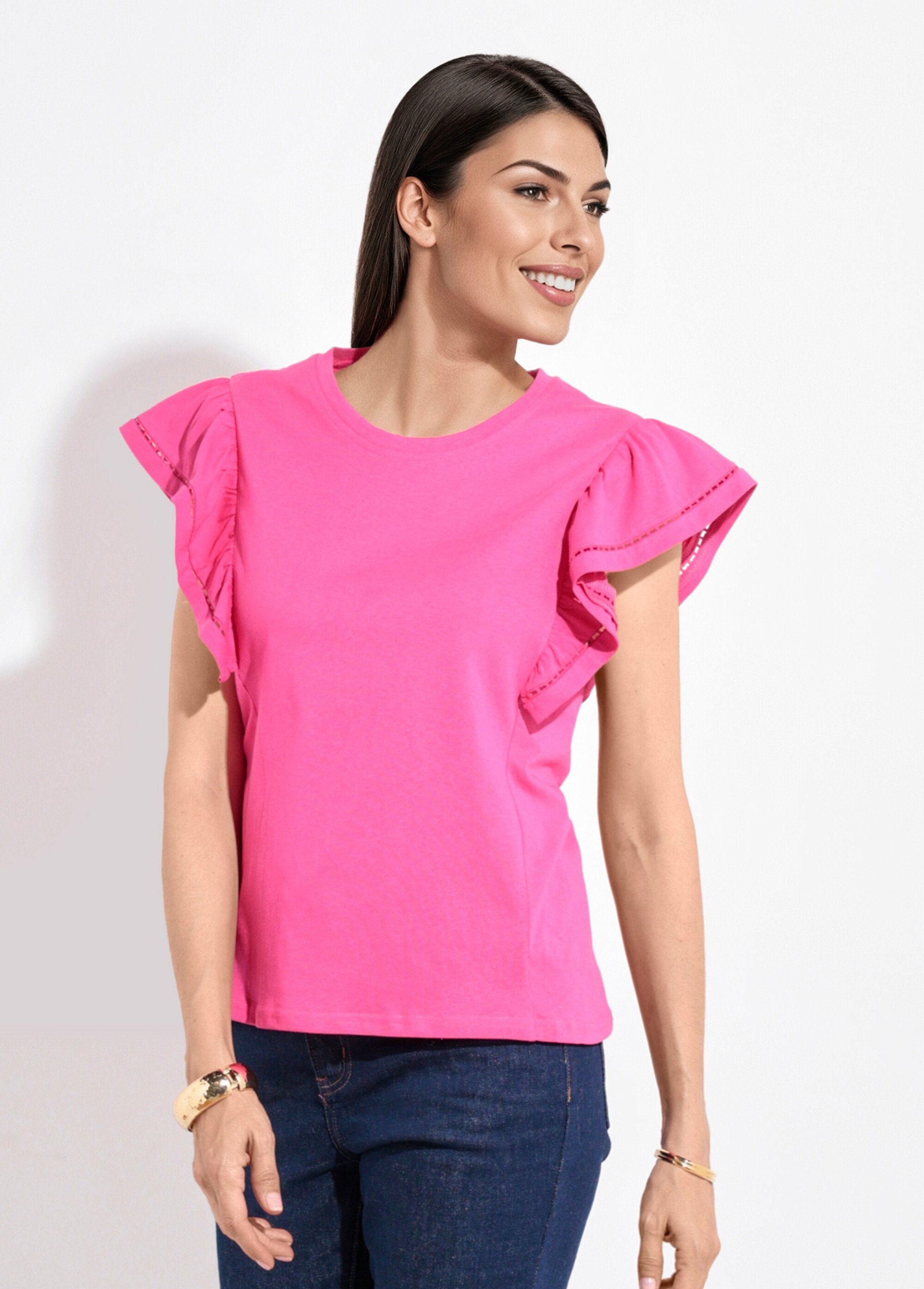 Openwork_ruffled_short-sleeved_T-shirt_Fuchsia_FA1_slim