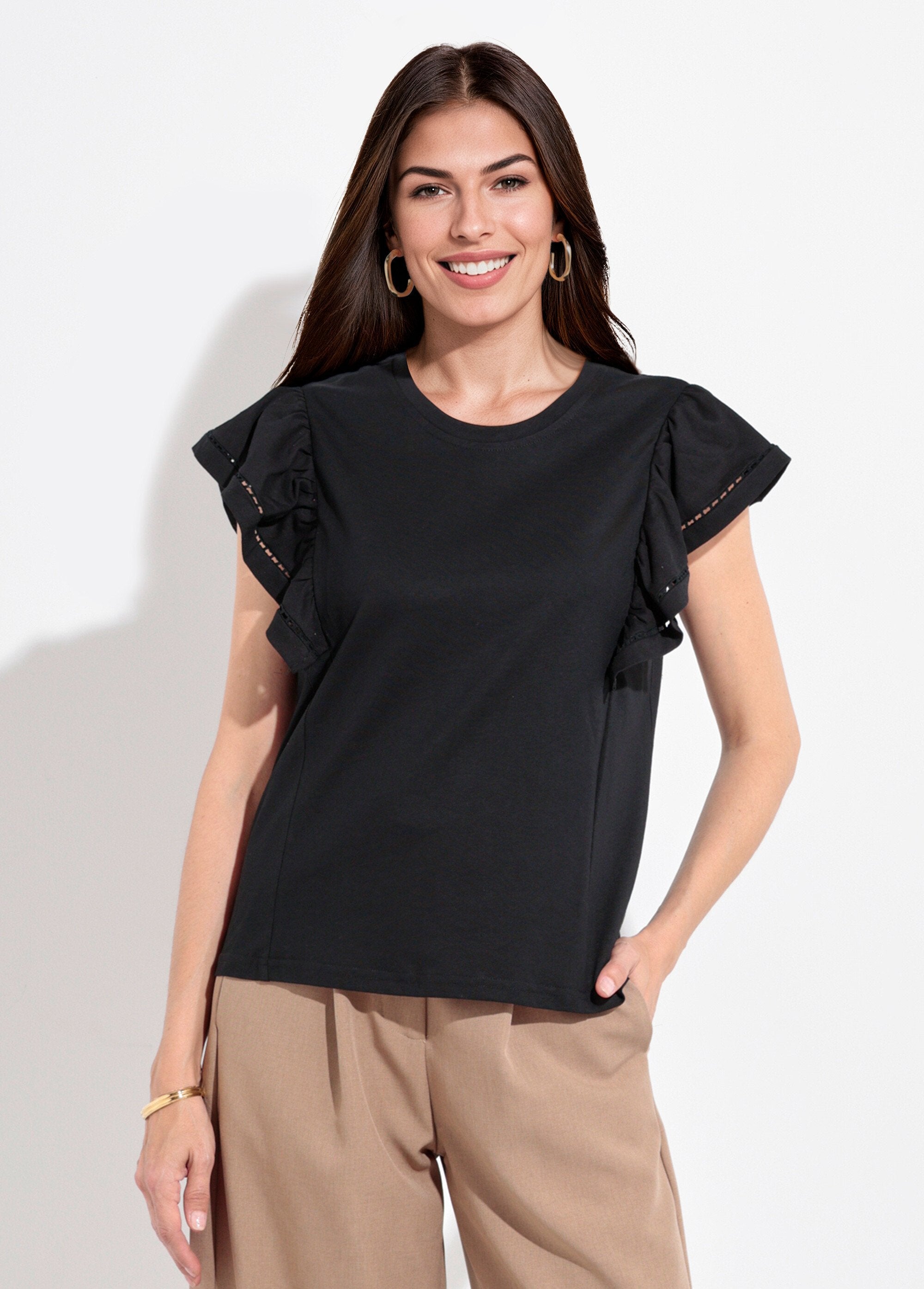 Openwork_ruffled_short-sleeved_T-shirt_Black_FA1_slim