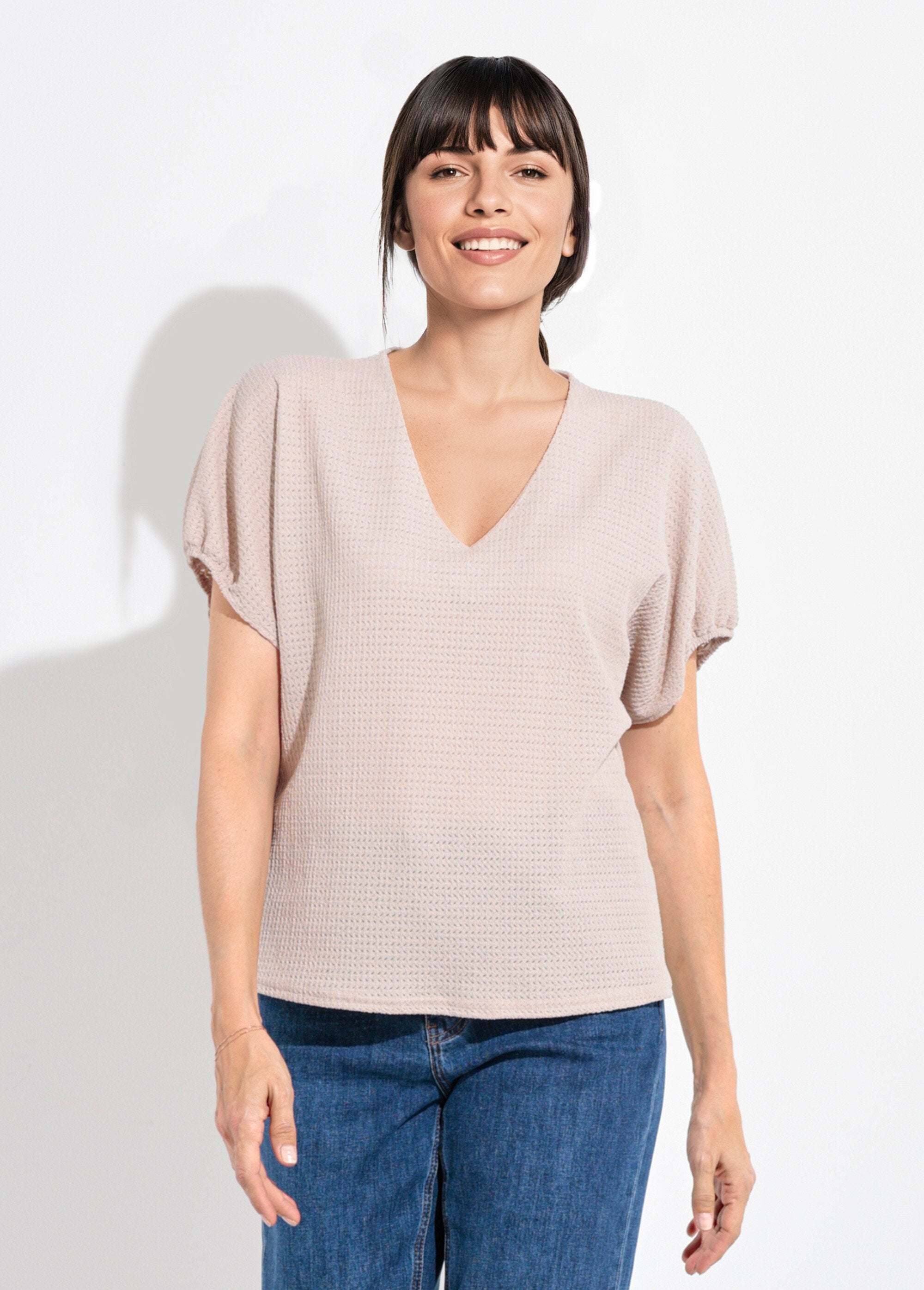 Textured_T-shirt_with_elasticated_sleeves_String_FA1_slim